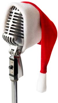 microphone with santa hat