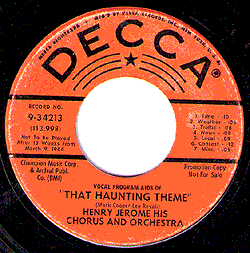 Label of 45 RPM Promo Copy THAT HAUNTING THEME
