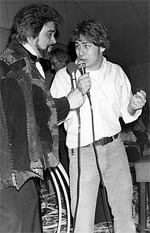 Wolfman Jack and Doug Allen Wedge on stage