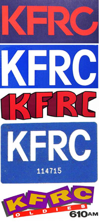 assortment of KFRC bumper stickers