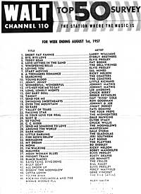 WALT Top 50 Survey, August 1, 1957