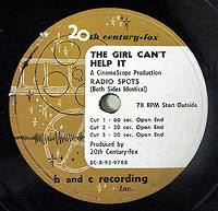 picture of The Girl Can't Help It commercial disc