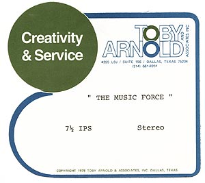 Toby Arnold & Associates The Music Force Demo Box Label