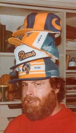 RAMS Fan Ron Jacobs, with Rams Caps, 1972